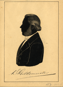 104767 Portret van D. Gildemeester, geboren 18?, hervormd predikant te Utrecht (1862-1868). Borstbeeld links, in ...